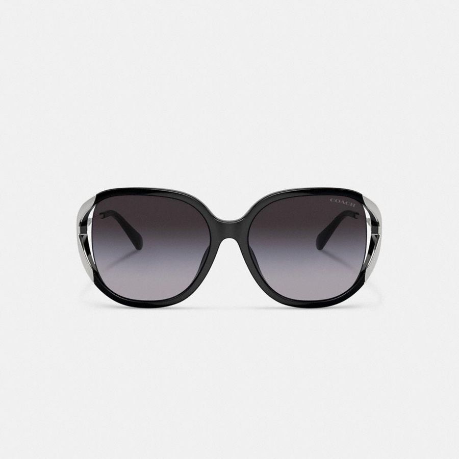 Lentes de Sol COACH Bandit Oversized Square Mujer Negras | YICKSL-016