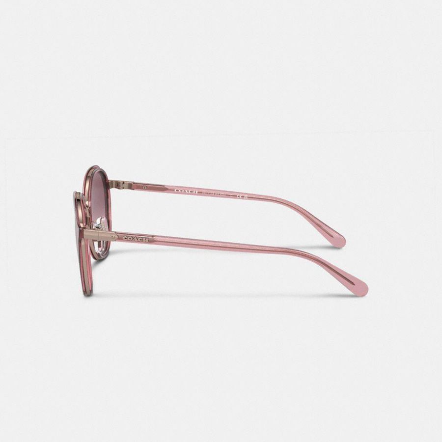 Lentes de Sol COACH Hangtag Geometric Round Mujer Rosas | TDRHGS-905
