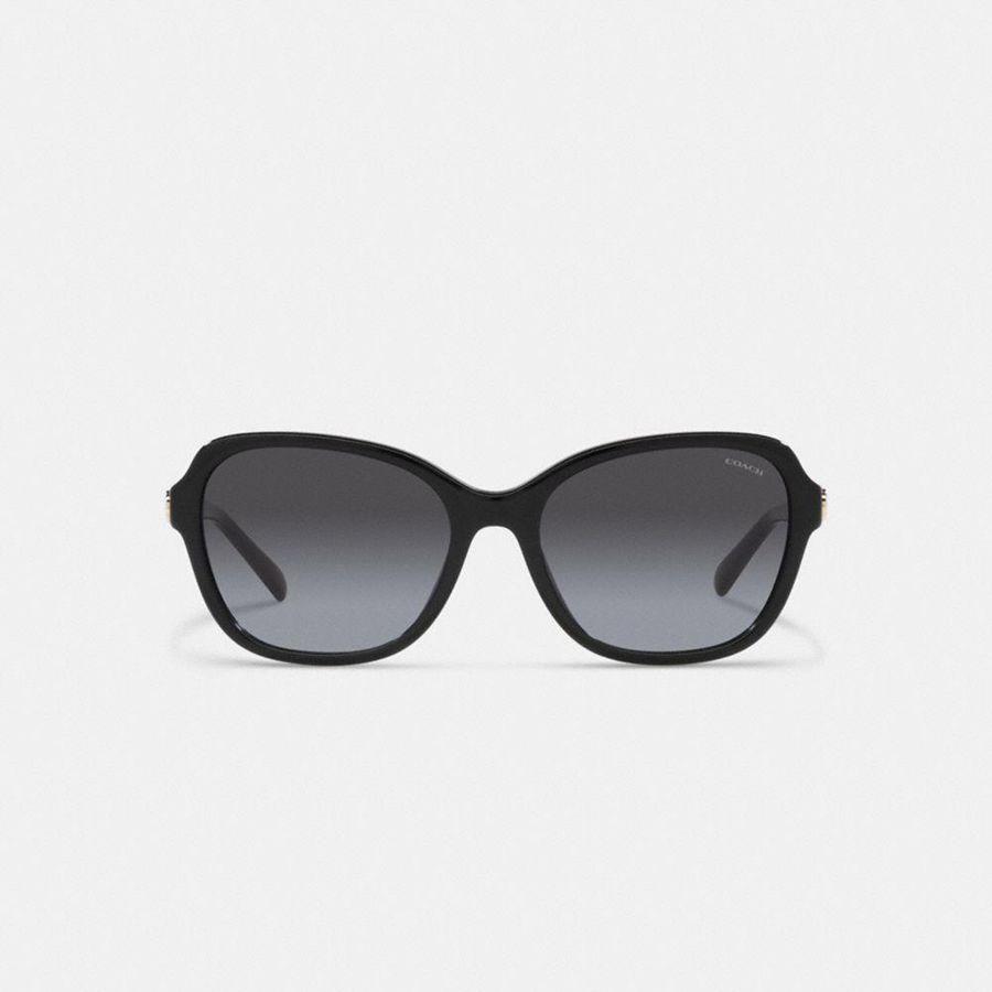 Lentes de Sol COACH Hinged Horse And Carriage Square Mujer Negras | SANYKF-230