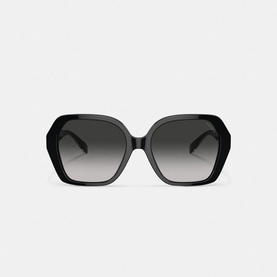 Lentes de Sol COACH Signature Ombré Geometric Square Mujer Gris | QDTYNS-689
