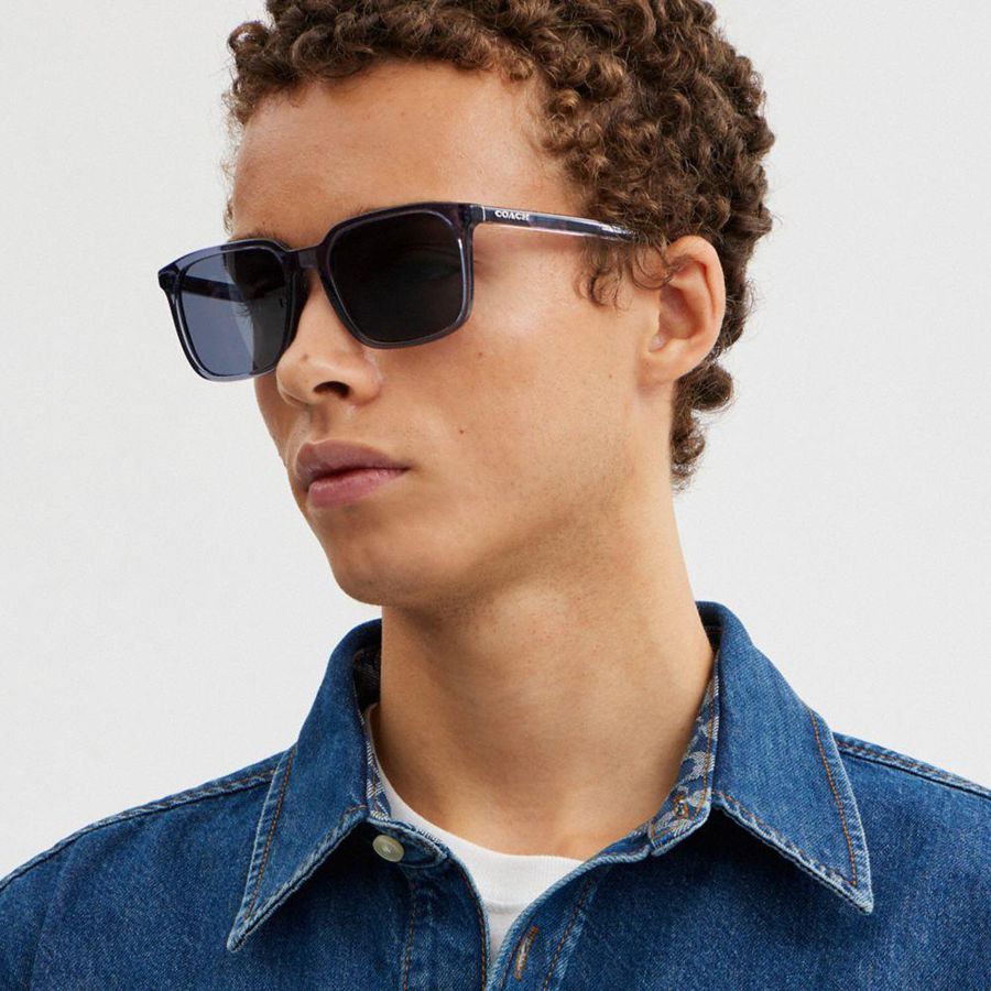 Lentes de Sol COACH Thin Square Hombre Gris | LOEACU-127