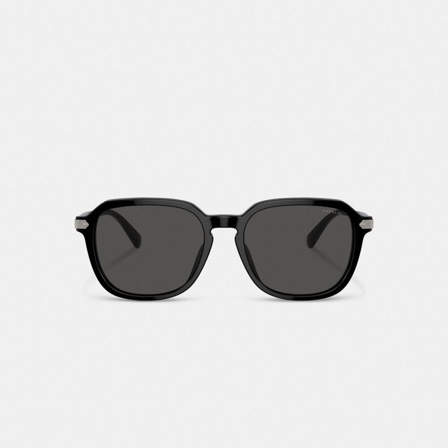Lentes de Sol COACH Wrap Around Hangtag Keyhole Hombre Negras | WEZULQ-096