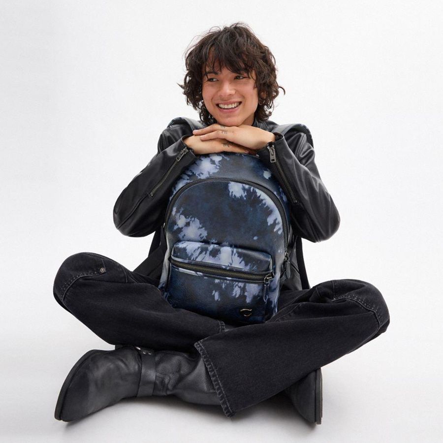 Mochila COACH Charter With Tie Dye Print Hombre Azul Marino | LMGNAV-057