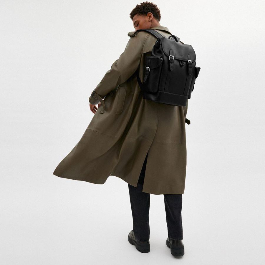 Mochila COACH Hitch Hombre Negras | BFXIND-742