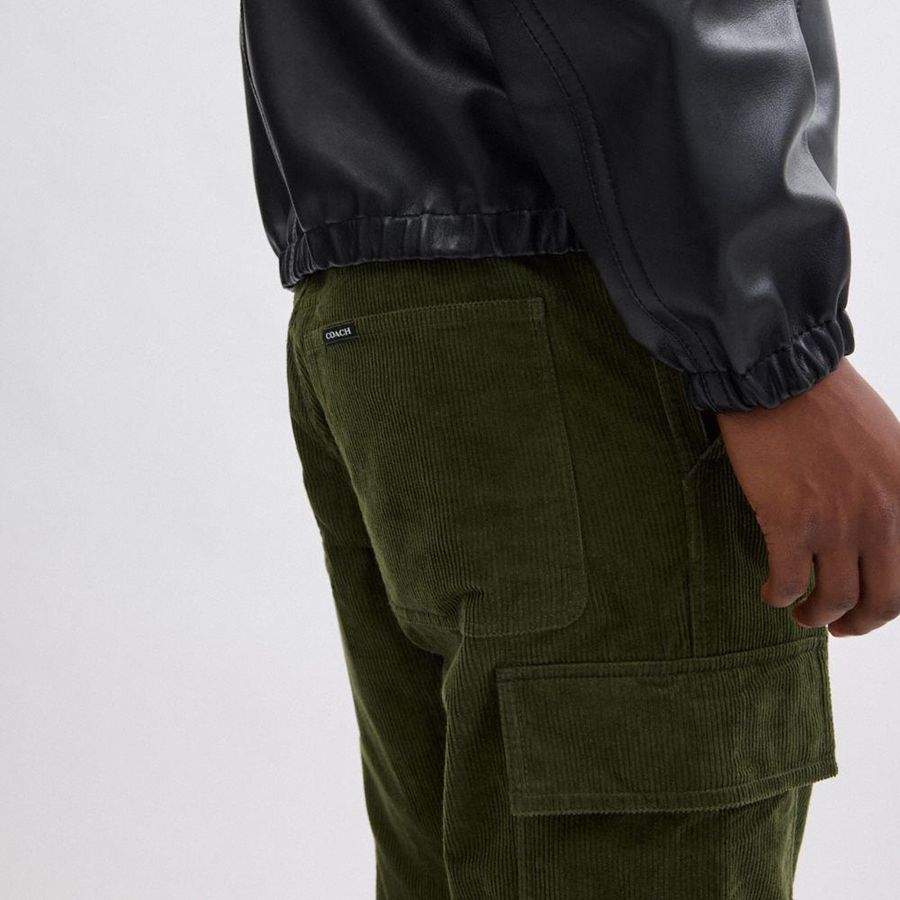Pantalon COACH Corduroy Cargo Hombre Verde Oliva | JKBAVN-465