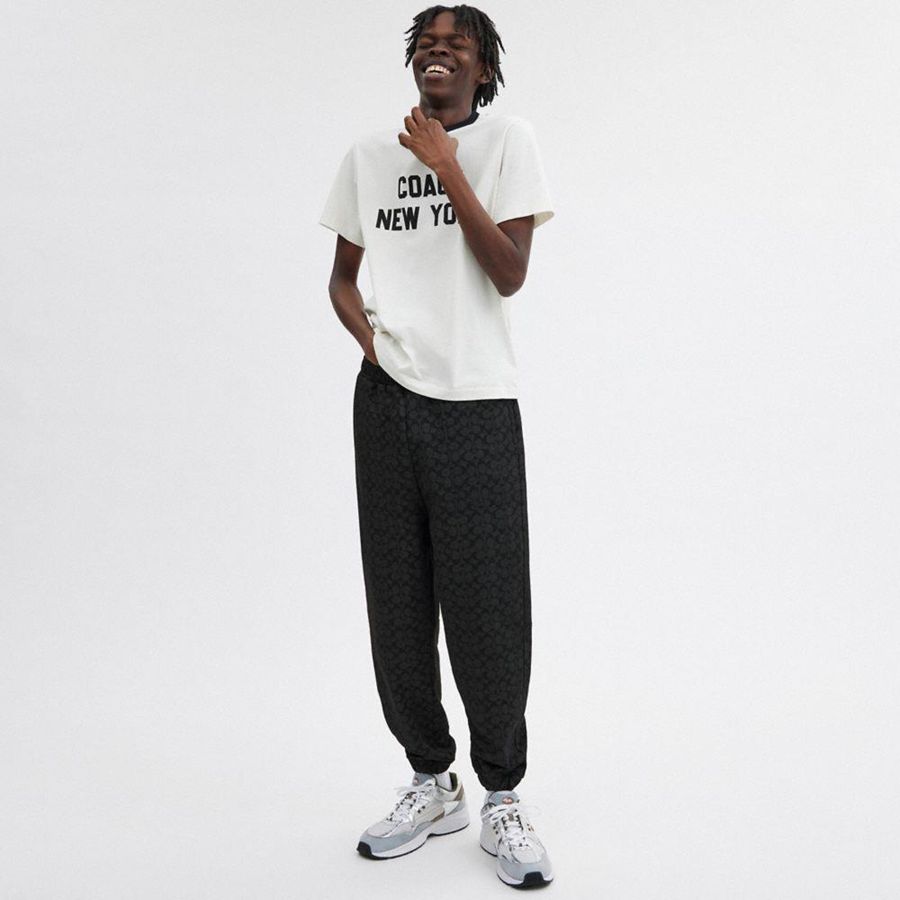 Pantalon COACH Essential Signature Joggers Hombre Gris | FBHJSP-028