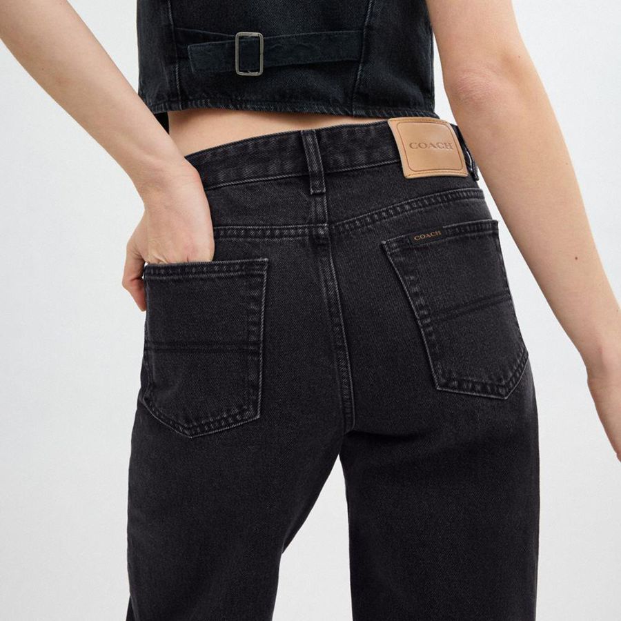 Pantalon COACH Loose Fit Jeans In Organic Cotton Mujer Negras | NEPLIB-035