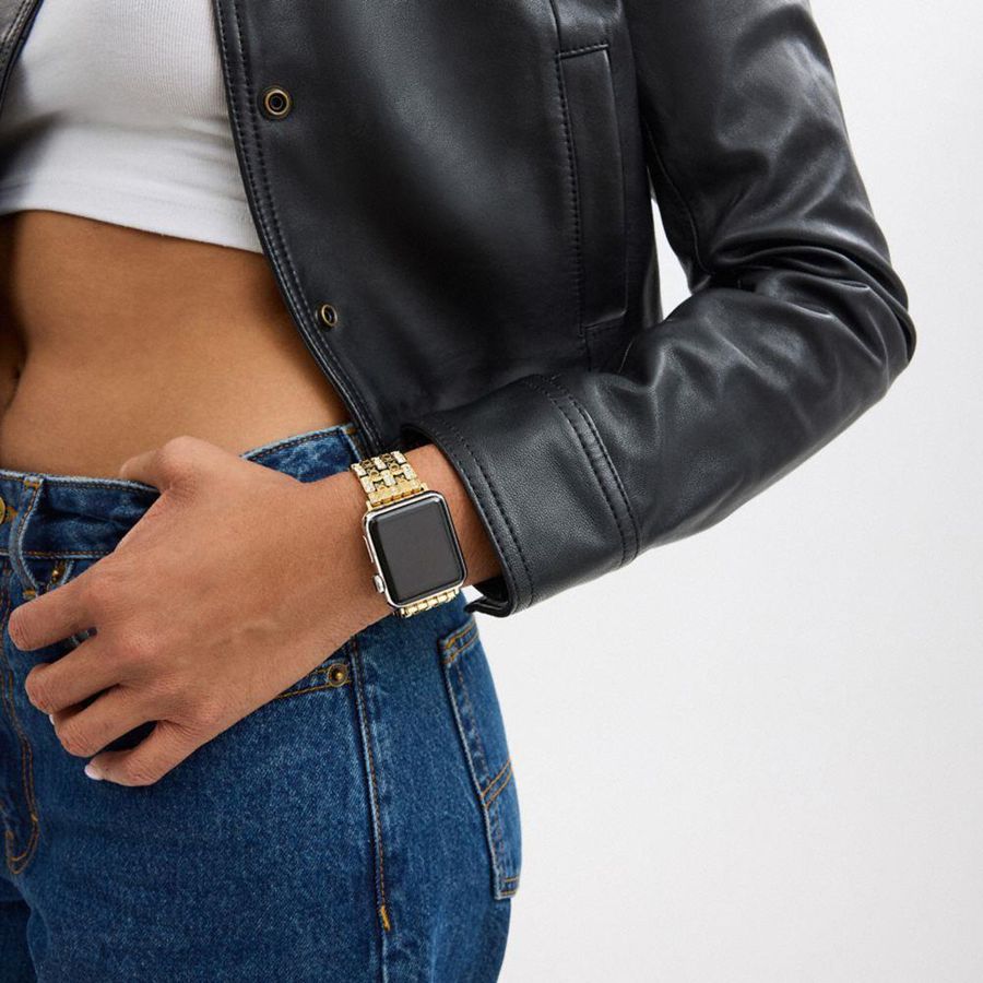 Relojes COACH Apple® Strap, 38 Mm, 40 Mm And 41 Mm Mujer Doradas | VMZCAX-943