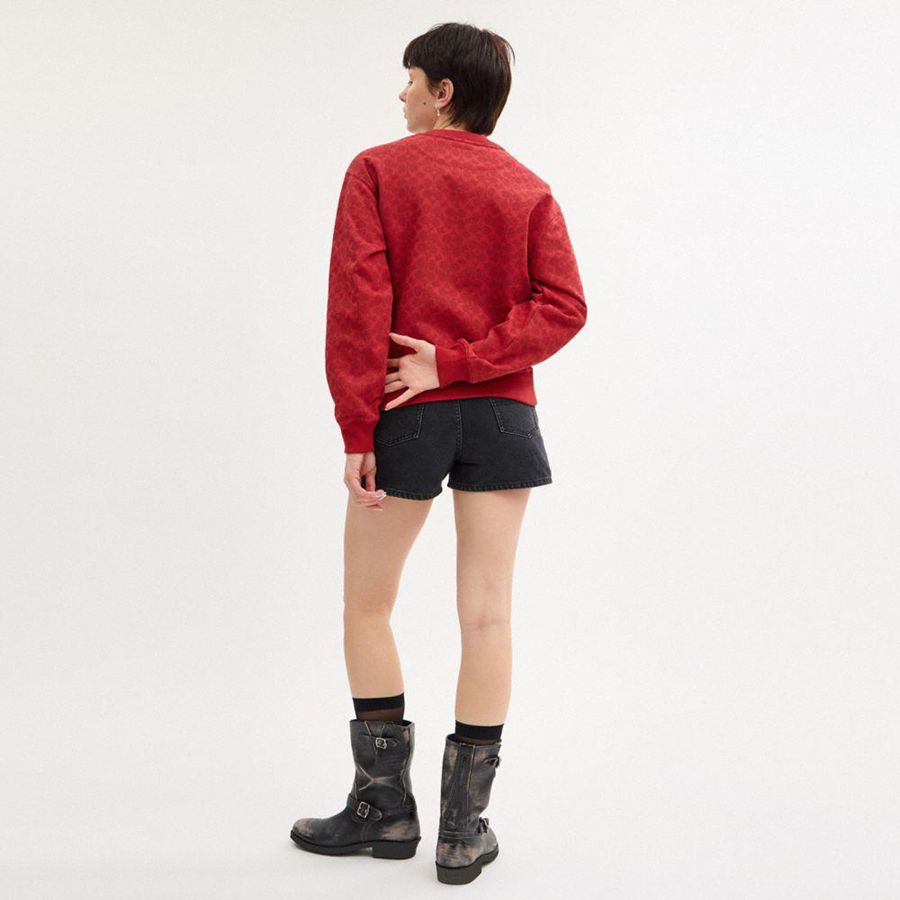 Sudadera COACH Signature Pegasus Mujer Rojas | JKIASX-067