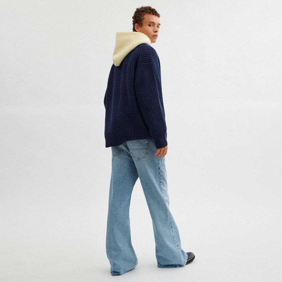 Suéter COACH Chunky Graphic In Recycled Wool Mujer Azules | AMLEJG-816
