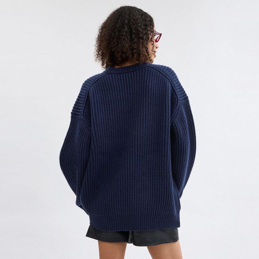 Suéter COACH Chunky Graphic In Recycled Wool Mujer Azules | AMLEJG-816