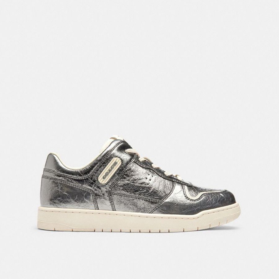 Zapatillas COACH C201 Low Top Mujer Plateadas | OGVTLY-760