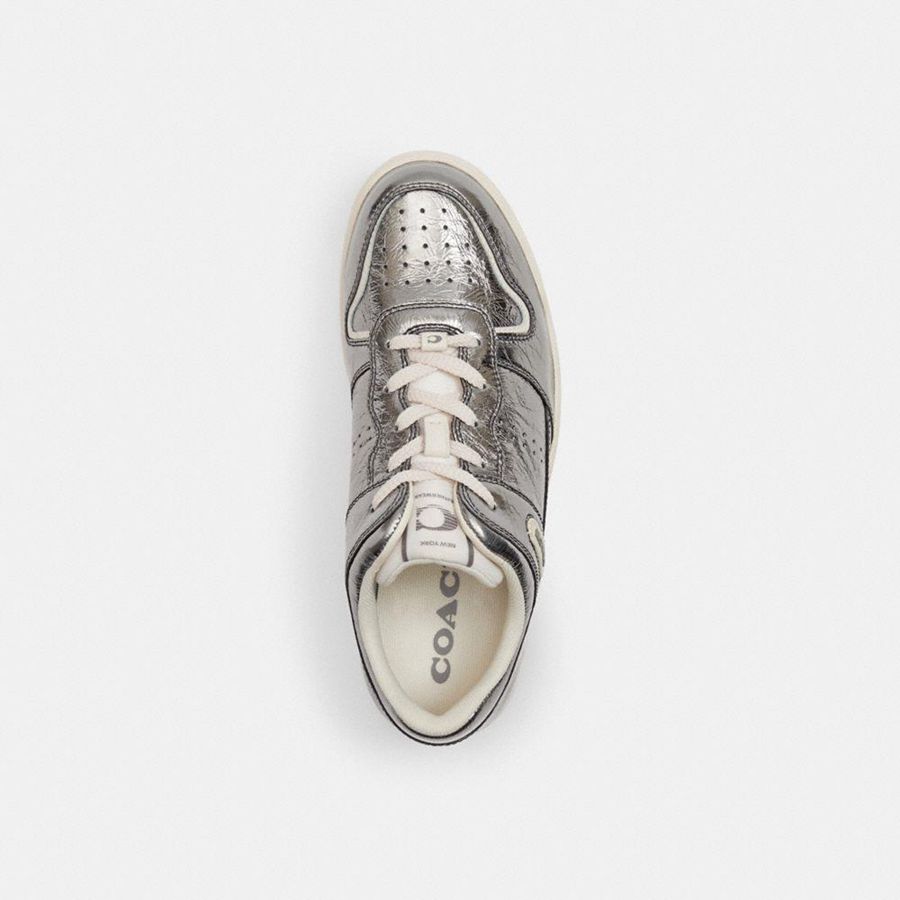 Zapatillas COACH C201 Low Top Mujer Plateadas | OGVTLY-760