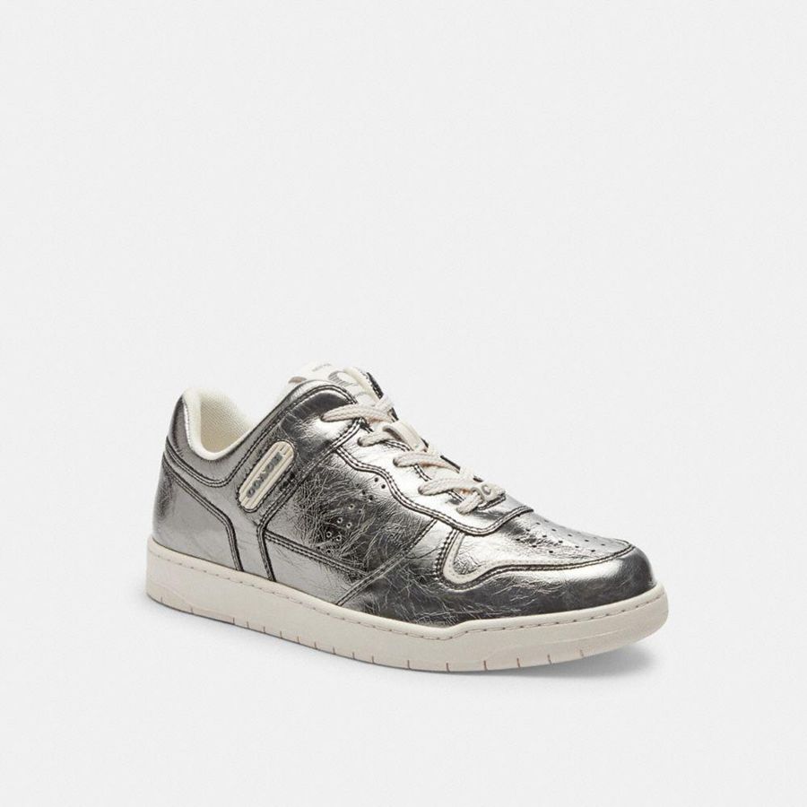 Zapatillas COACH C201 Low Top Mujer Plateadas | OGVTLY-760